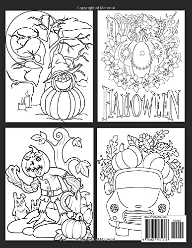 Large Print Coloring Book: Easy Halloween Designs