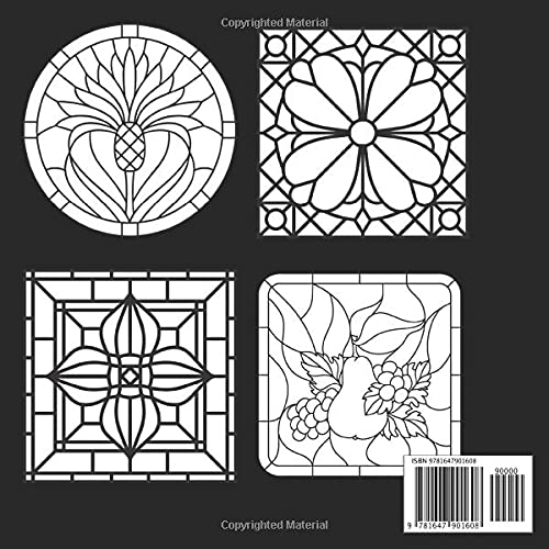 Stained Glass Large Print Coloring Book: Beautiful and Easy Designs for Adults