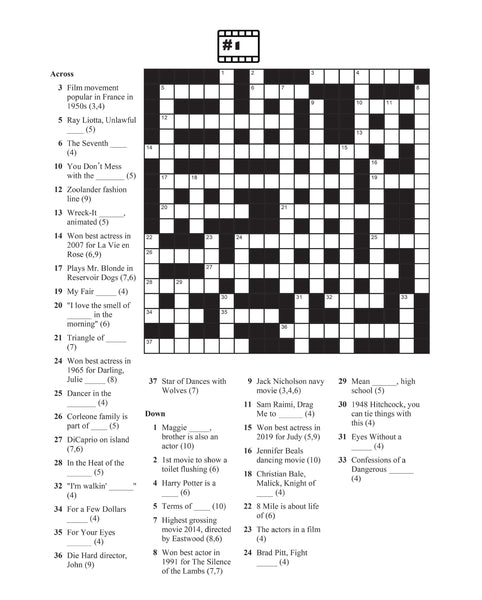 Movie Crossword Puzzles: Fun Film Trivia Book
