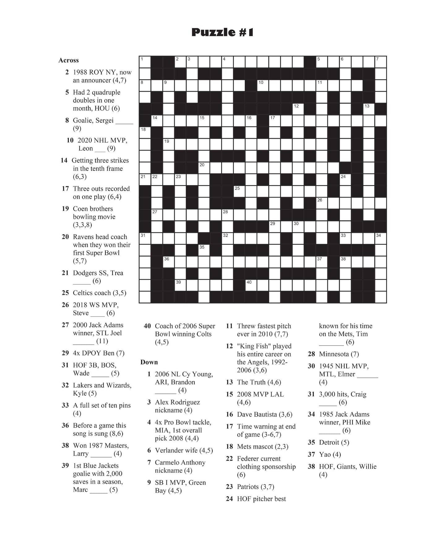 Sports Crosswords: Test Your Knowledge of Sports History and Trivia