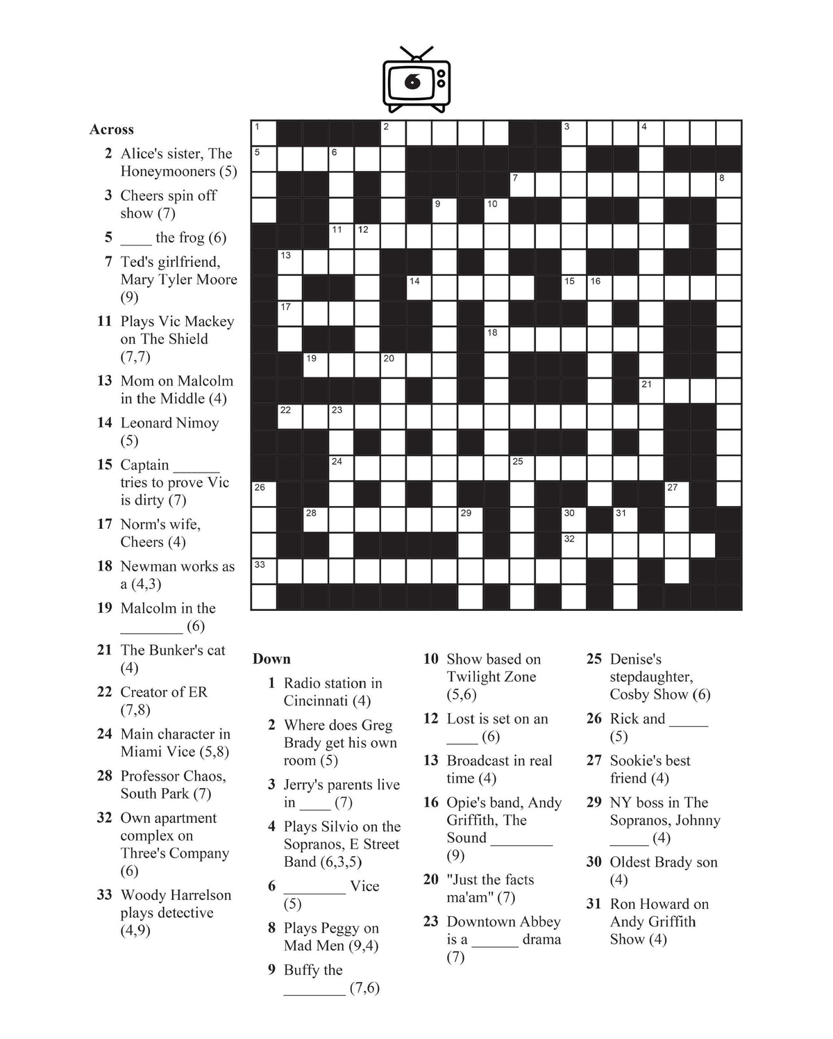 Crosswords Fun Television Crossword Puzzles: Fun TV Trivia Book – Dylanna Publishing